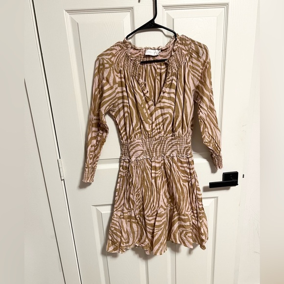 Christy Lynn Cotton Animal Print Smocked Mini Dress Size M